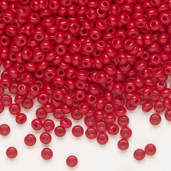 Seed bead, Preciosa Ornela Czech glass, pkg/50g, #8 rocaille, opaque ruby red, (93210). image number 0