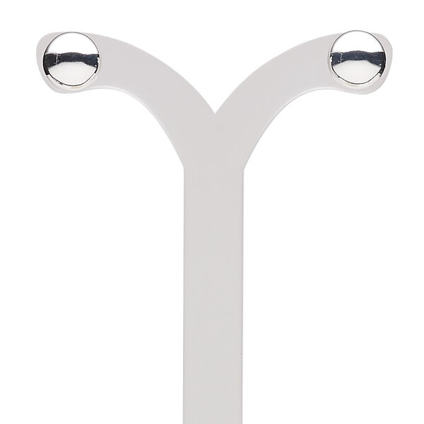 Earstud, sterling silver, 8mm half-round with post. Sold per pair. image number 0