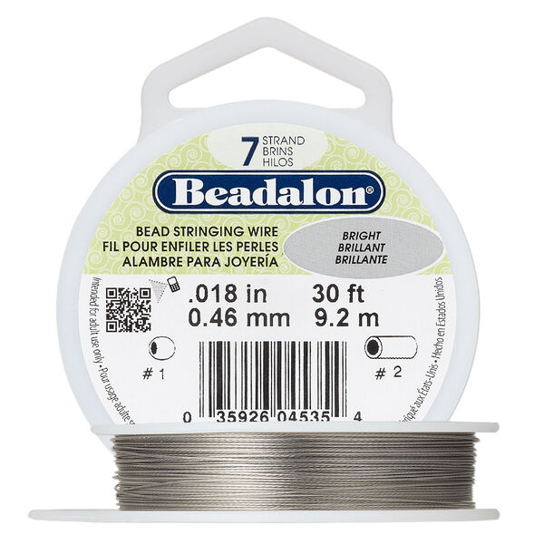 Wire, Beadalon®, nylon and stainless steel, bright, 7 strand, 0.018-inch diameter. Sold per 30-foot spool. image number 0
