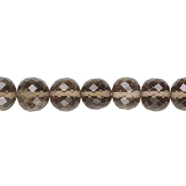 Smoky quartz 1pkg1, hand-cut faceted round bead 8 inch 8-9mm image number 0