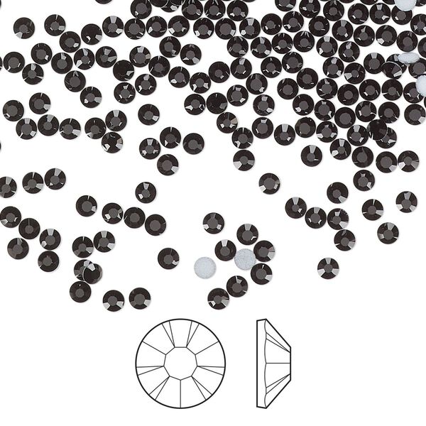 Flat back 144pk jet foil back, Preciosa MAXIMA Czech crystal rhinestone 2.1-2.3mm chaton rose round SS7 image number 0