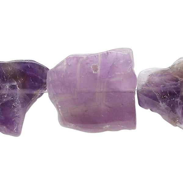 Amethyst 1pkg1, hand-cut flat freeform bead natural C grade, 15.5-16 inch 14x13mm-20x15mm image number 0
