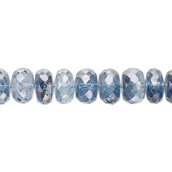 Quartz crystal 1pkg1, hand-cut faceted rondelle bead 8 inch 8x5mm-9x7mm image number 0