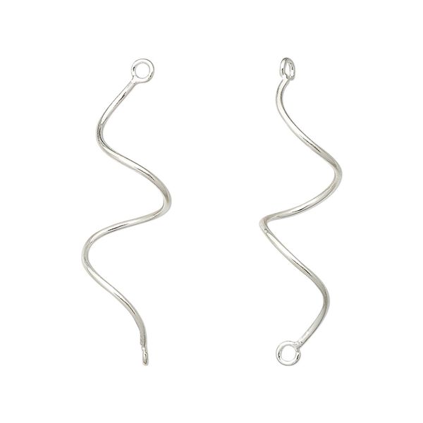 Link, sterling silver, 30x10mm curved. Sold per pkg of 2. image number 0