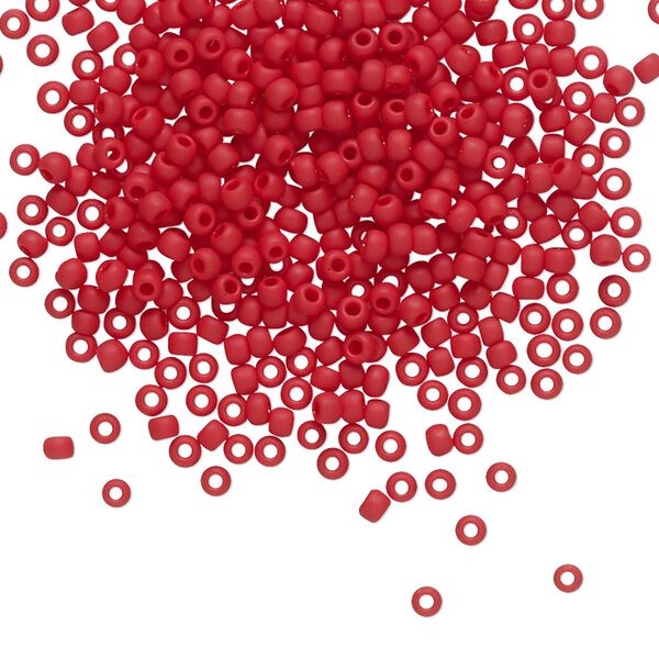 Seed bead, TOHO BEADS®, glass, pkg/250g, #11 round, opaque frosted pepper red (TR-11-45F). image number 0