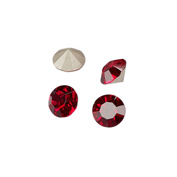 Chaton 144pk light Siam foil back, Preciosa MAXIMA Czech crystal rhinestone 8.16-8.41mm 15-cut faceted round SS39 image number 0