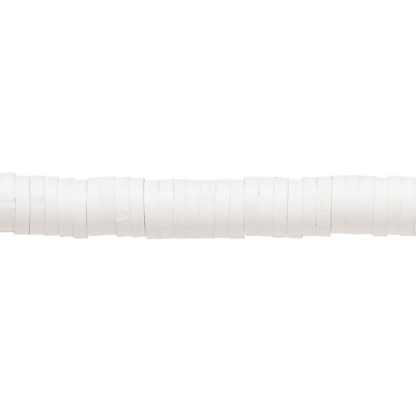 Bead, polymer clay, opaque white, 6x1-1/2mm heishi. Sold per pkg of (2) 16-inch strands. image number 0