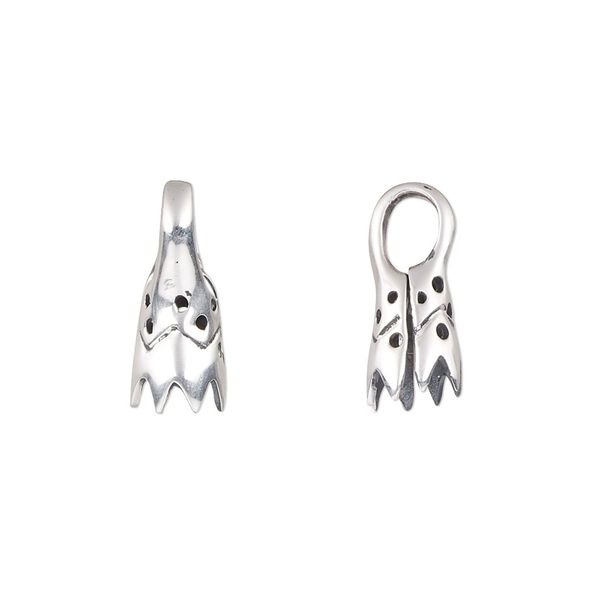 Bail, ice-pick, antiqued sterling silver, 16x7mm with 5mm grip length. Sold individually. image number 0