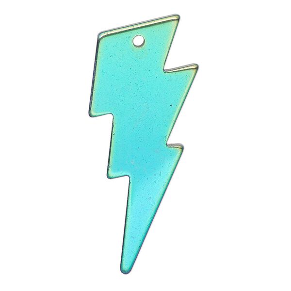 Hemalyke™ 1pkg1, electroplated top-drilled 2-sided lightning bolt focal 40x16mm image number 0