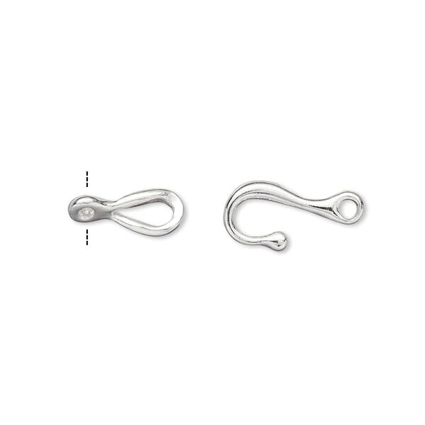 Clasp, hook-and-eye, silver-plated brass, 12x7mm twist. Sold per pkg of 100. image number 0