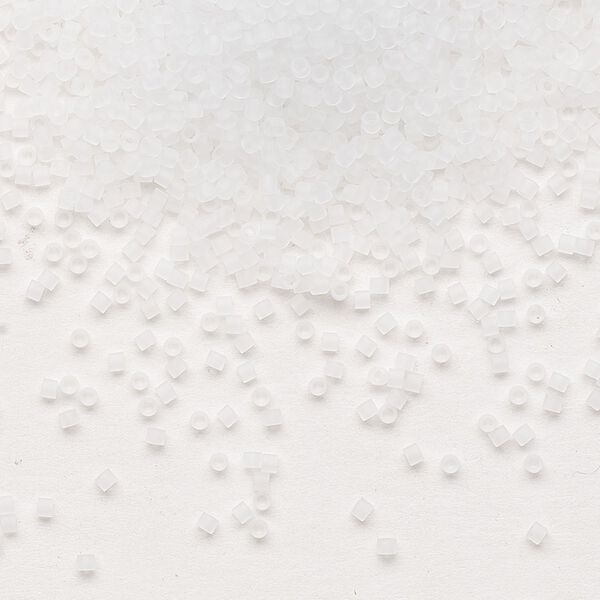 Seed bead, Delica®, glass, pkg/250g, #15 round, translucent matte crystal clear (DBS-0741). image number 0