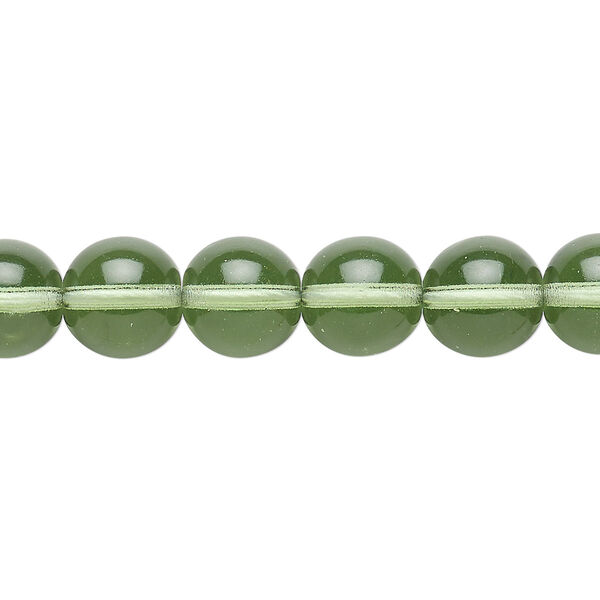 Bead, Czech glass druk, transparent mint green, 10mm round. Sold per 15-1/2" to 16" strand. image number 0