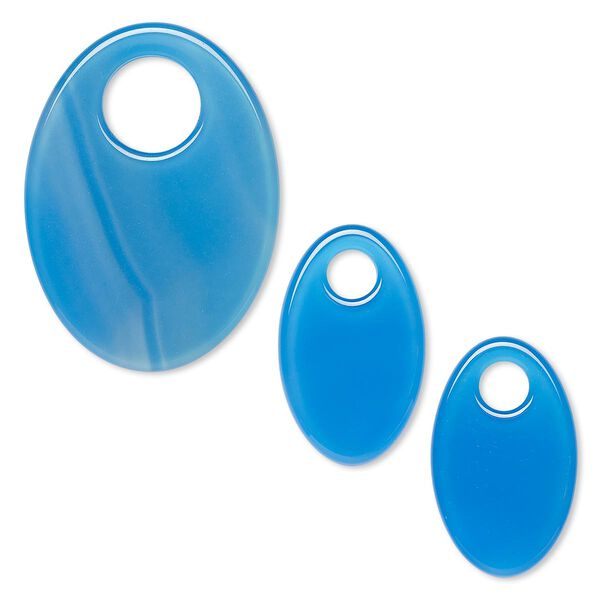 Blue agate 1pkg3, oval go-go drop 38x26mm / 26x16mm image number 0