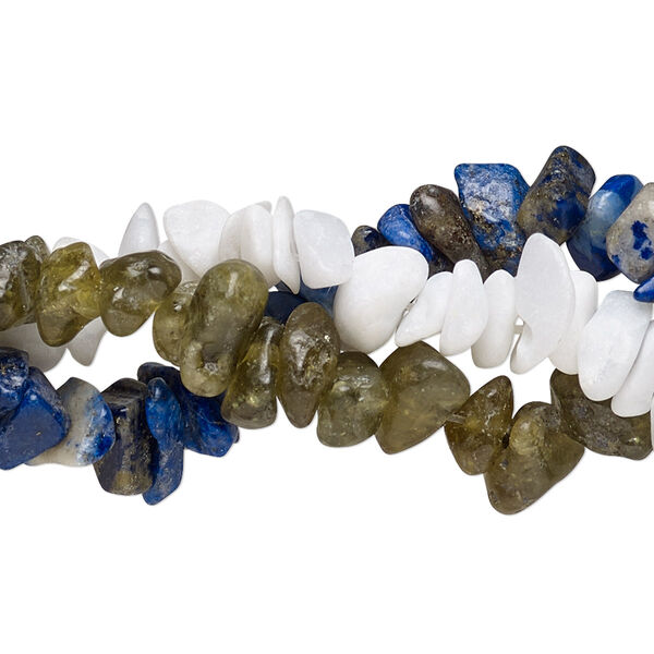 Bead mix, multi-gemstone (natural / dyed / heated / irradiated / manmade), small chip with 0.5-1.5mm hole, Mohs hardness 3 to 7. Sold per pkg of (3) 32-inch strands. image number 0
