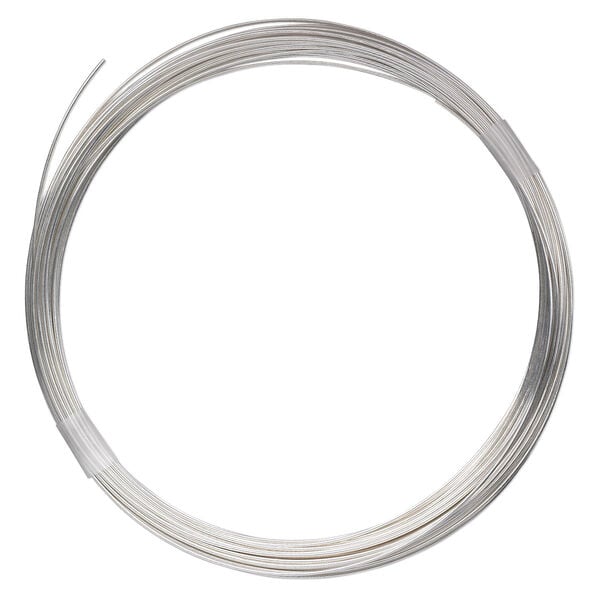 Wire, sterling silver-filled, half-hard, round, 18 gauge. Sold per pkg of 100 feet. image number 0