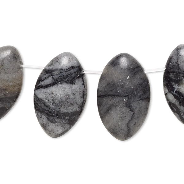 Picasso marble 1pkg4, top-drilled puffed flat back marquise drop natural 23x14mm-24x15mm image number 0