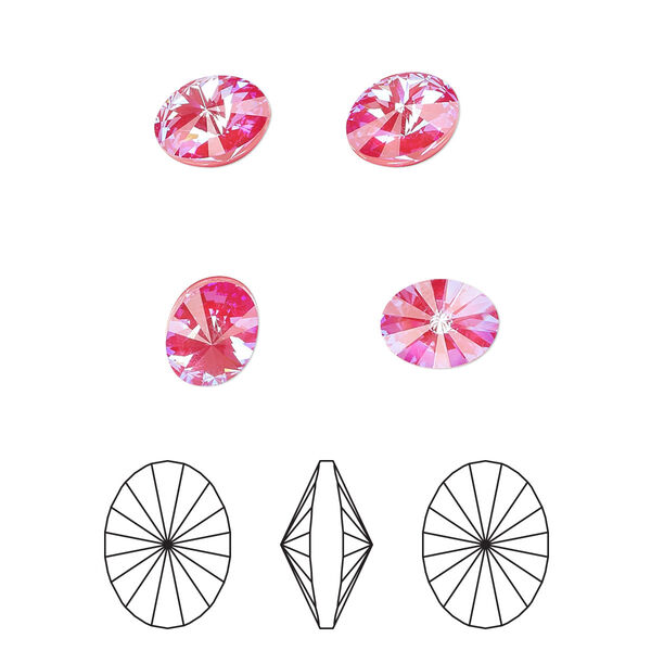 Chaton 6pk crystal royal red DeLite, Crystal Passions® 8x6mm oval rivoli 4122 image number 0