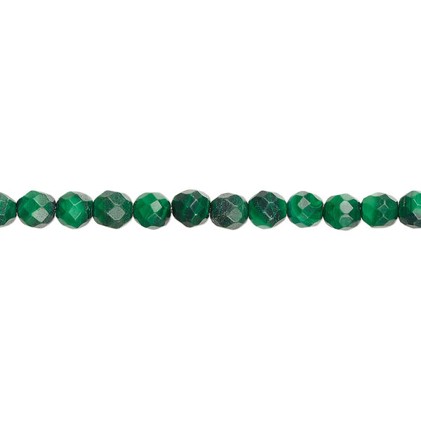 Malachite 1pkg1, faceted round bead natural 8 inch 4mm image number 0