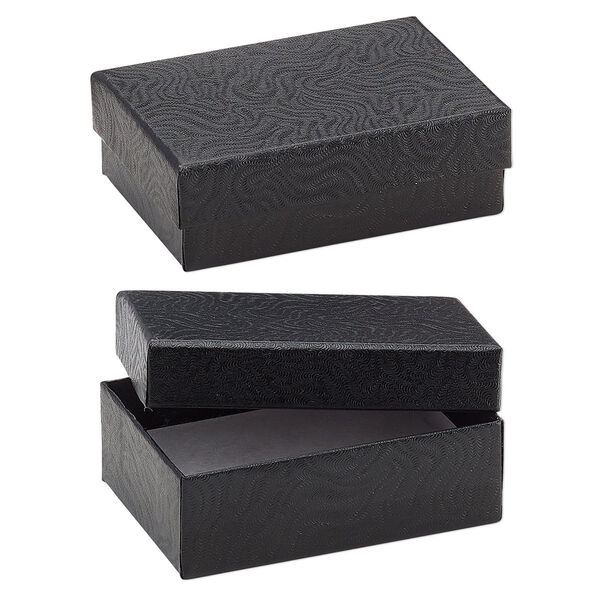 Box, paper, "cotton"-filled, black, 3-1/4 x 2-1/4 x 1-inch rectangle. Sold per pkg of 10. image number 0