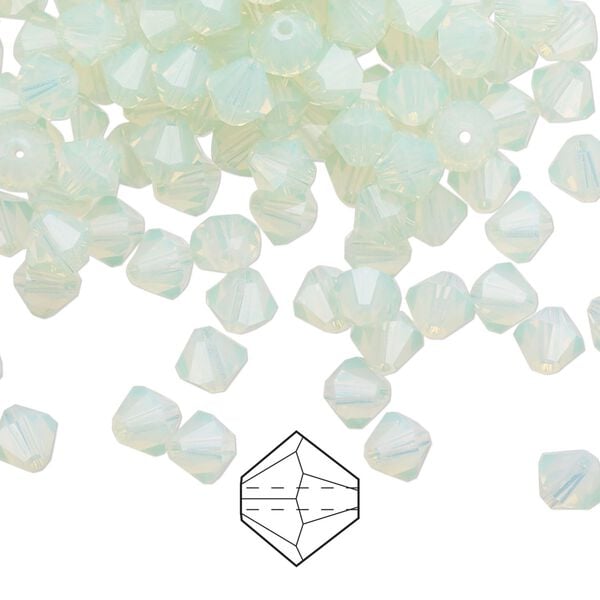 Bead 24pk chrysolite opal, Preciosa Czech crystal 5mm bicone image number 0