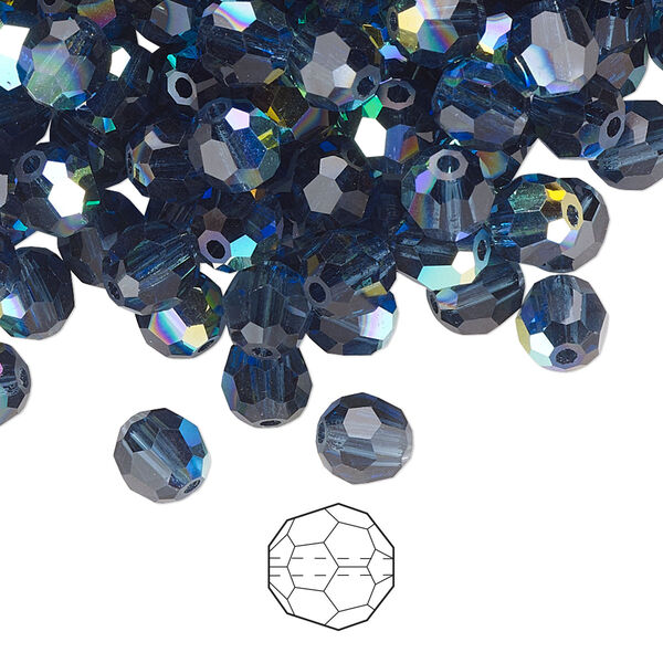 Bead 288pk Montana AB, Preciosa Czech crystal 6mm round image number 0