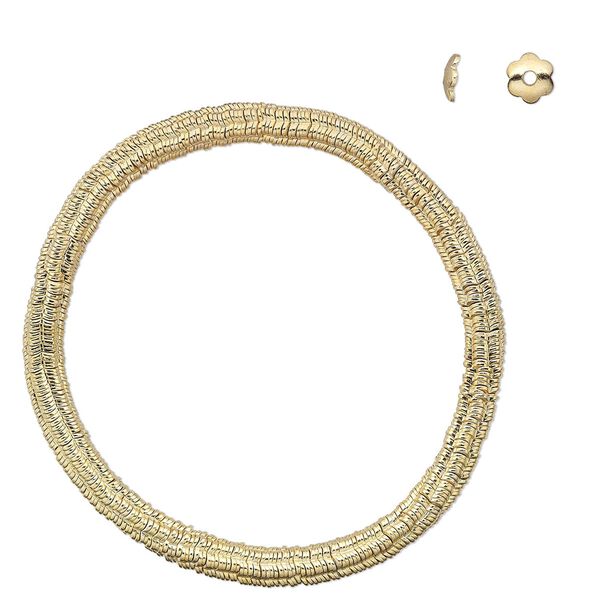 Bead cap, gold-plated steel, 5x1.5mm flower, fits 6-8mm bead. Sold per 6-1/2 inch strand, approximately 300 bead caps. image number 0