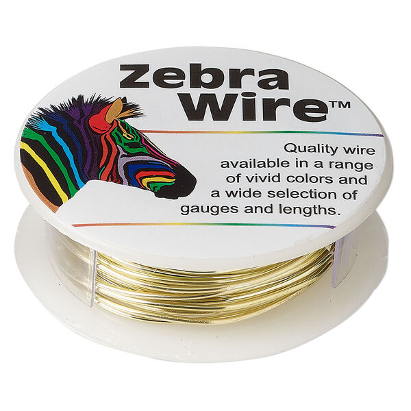Wire, Zebra Wire™, color-coated copper, champagne gold, round, 18 gauge. Sold per 10-yard spool. image number 0