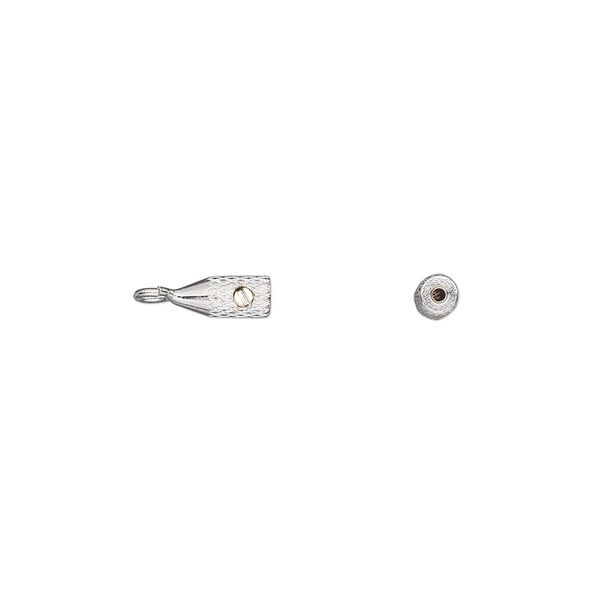 Crimp, Screw-Tite Crimps™, silver-plated brass, 8x3mm textured cone with loop, for wire up to 0.024 inches. Sold per pkg of 10. image number 0