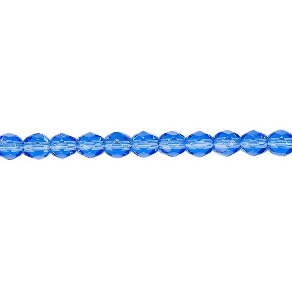 Bead, Czech fire-polished glass, light cobalt, 4mm faceted round. Sold per pkg of 1,200 (1 mass). image number 0