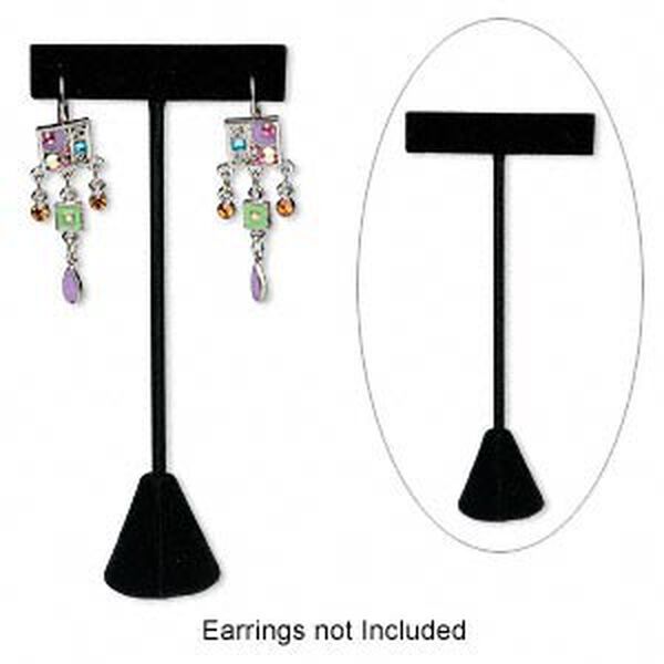Display, earring, velvet, black, 5-1/2 x 2-1/2 x 1 inches. Sold individually. image number 0