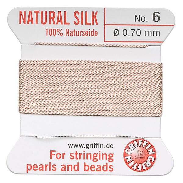 Thread, Griffin, silk, light pink, size #6. Sold per 2-meter card (approximately 78 inches). image number 0