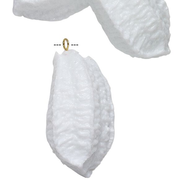 Focal, vintage German acrylic and gold-finished "pewter" (zinc-based alloy), white, 47x24mm Brazil nut shell. Sold per pkg of 3. image number 0