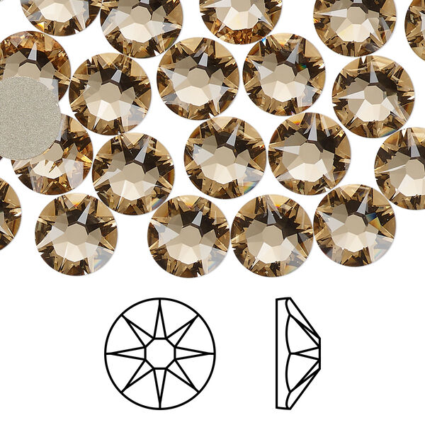 Flat back 144pk light Colorado topaz foil back, Swarovski® 8.412-8.672mm rose round SS40 2088 image number 0