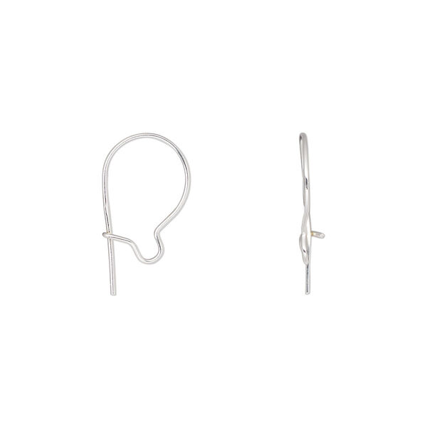 Ear wire, sterling silver, 12mm kidney, 24 gauge. Sold per pkg of 5 pairs. image number 0