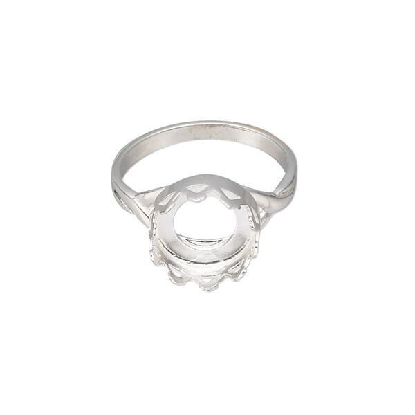 Ring, sterling silver, 11.5mm wide with 10mm round cabochon bezel setting, size 7. Sold individually. image number 0