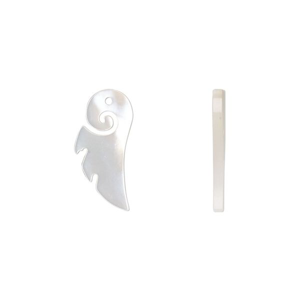 Drop, mother-of-pearl shell (bleached), 18x9mm left- and right-facing wing, Mohs hardness 3-1/2. Sold per pkg of 2. image number 0