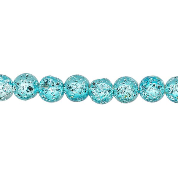 Lava rock 1pkg1, electrocoated round bead 15.5-16 inch 6-7mm image number 0