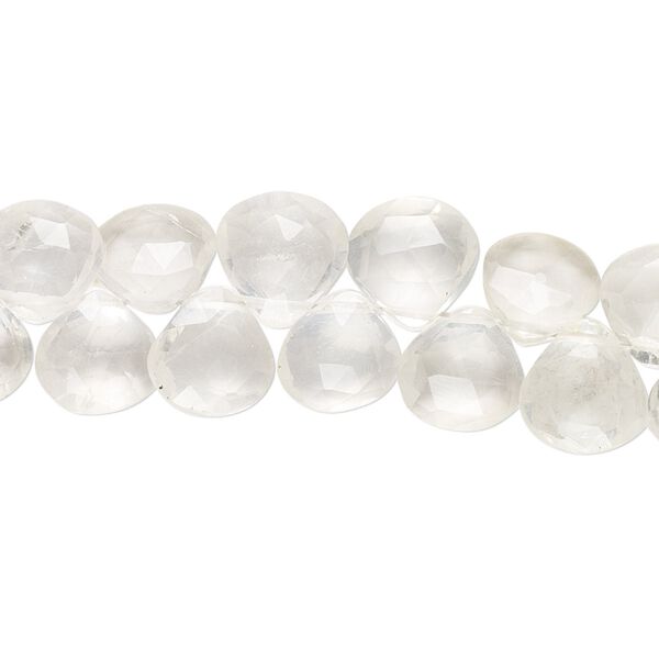 Quartz crystal 1pkg1, hand-cut top-drilled faceted puffed teardrop bead natural 7 inch 8-9mm image number 0