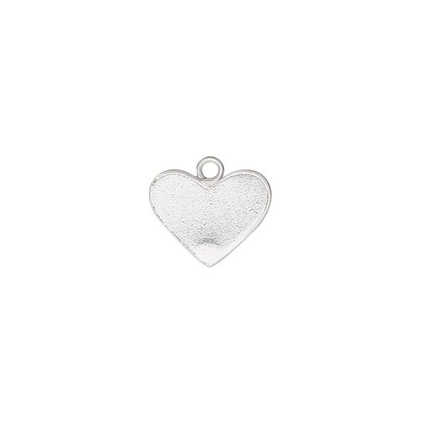 Charm, sterling silver, 13x10mm heart. Sold per pkg of 2. image number 0