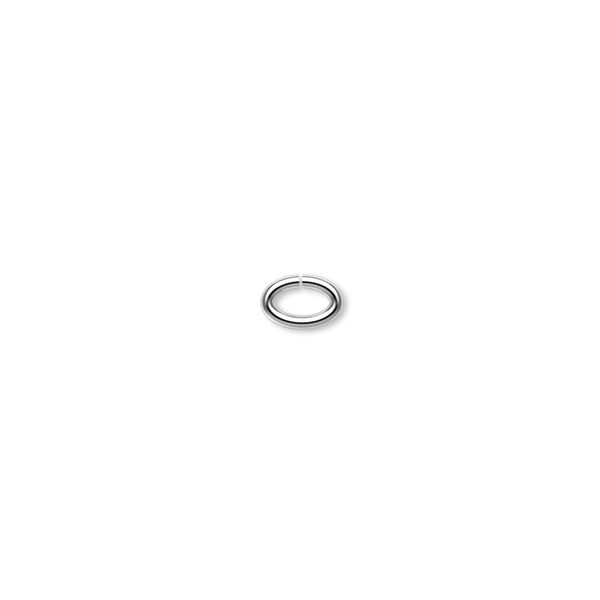Jump ring, silver-plated brass, 6x4mm oval, 4.1x2mm inside diameter, 18 gauge. Sold per pkg of 500. image number 0