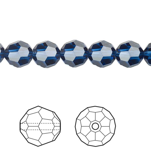 Bead 144pk dark sapphire, Crystal Passions® Regenerated 8mm round 5000 image number 0