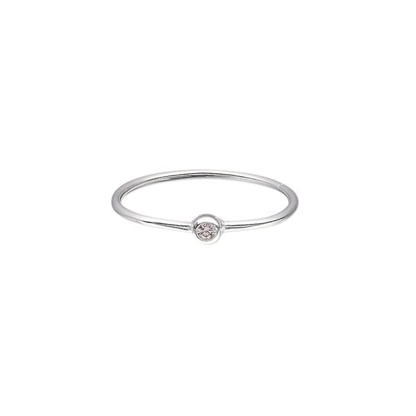 Ring, Create Compliments®, cubic zirconia and sterling silver, pink, 3mm wide, size 7. Sold individually. image number 0