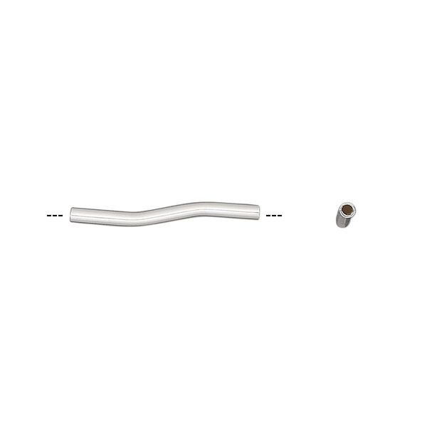 Bead, sterling silver, 19x1.5mm curved round tube. Sold per pkg of 2. image number 0