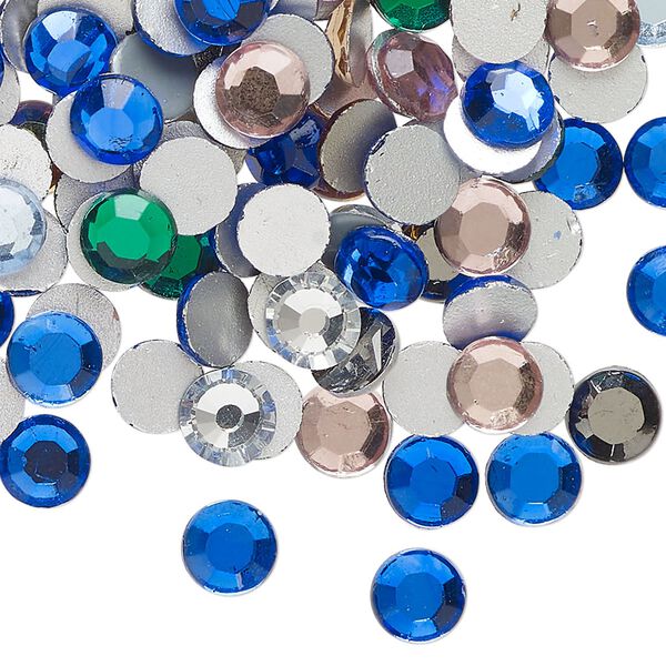 Flat back mix 144pk mixed colors foil back, vintage Preciosa Czech crystal rhinestone 6.32-6.5mm round SS30 image number 0
