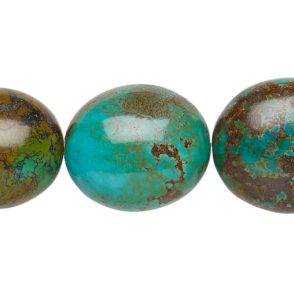 Turquoise 1pkg1, puffed oval bead 8 inch 23x19mm-26x23mm image number 0