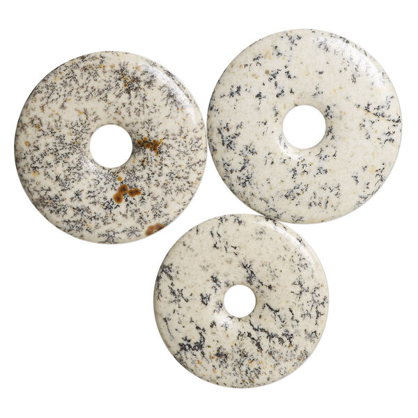 Focal mix, grey feldspar (natural), 40-45mm donut, B grade, Mohs hardness 6 to 6-1/2. Sold per pkg of 3. image number 0