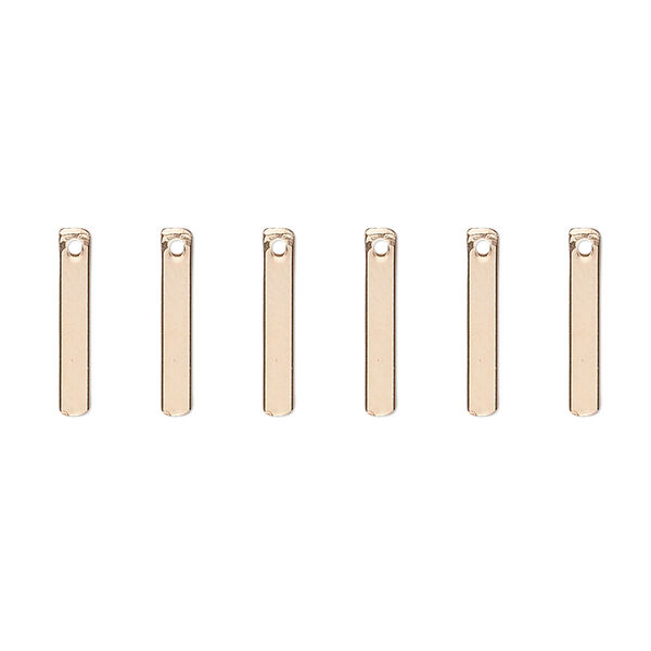 Drop, 14Kt gold-filled, 13x2mm smooth bar. Sold per pkg of 6. image number 0