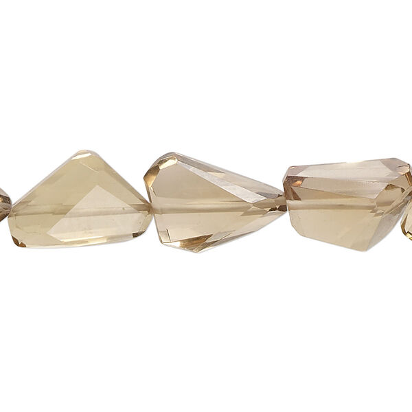 Champagne quartz 1pkg1, hand-cut faceted flat-sided freeform bead 14 inch 12x8mm-18x10mm image number 0