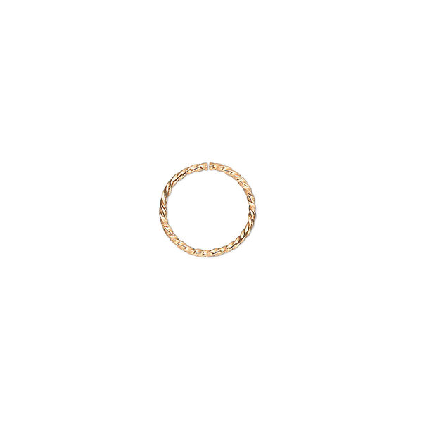 Jump ring, gold-plated brass, 10mm twisted round, 8.4mm inside diameter, 21 gauge. Sold per pkg of 100. image number 0