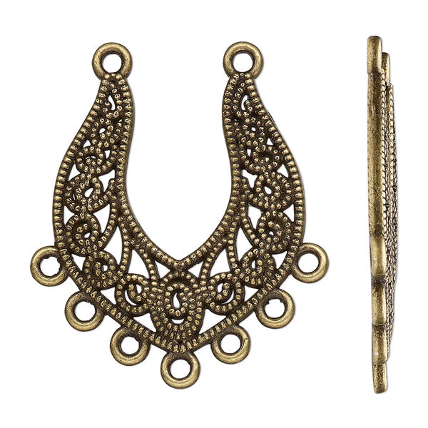 Focal, antique brass-finished "pewter" (zinc-based alloy), 30x26.5mm single-sided with 7 closed loops. Sold per pkg of 10. image number 0
